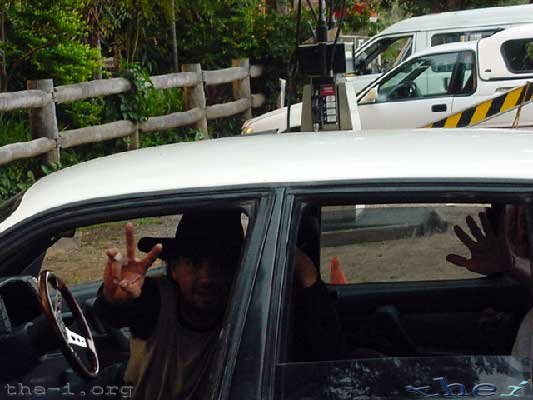 Locals on their way home from the Lion’s Den Hotel