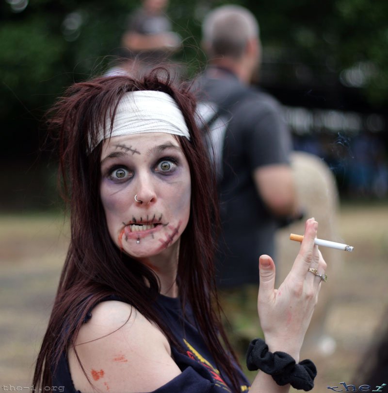 A Zombie smokes
