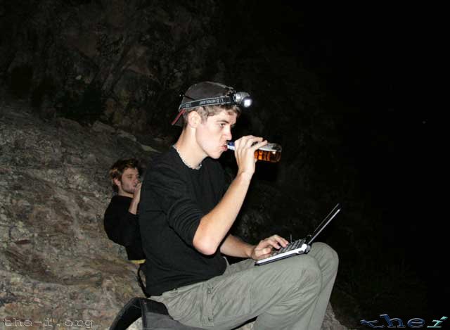 Clint & Clus, Exteme MSN on a mountain with beer